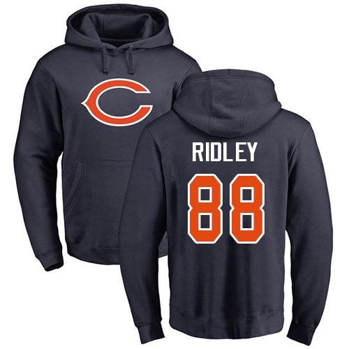 Chicago Bears Men Navy Blue Riley Ridley Name and Number Logo NFL Football #88 Pullover Hoodie Sweatshirts->chicago bears->NFL Jersey